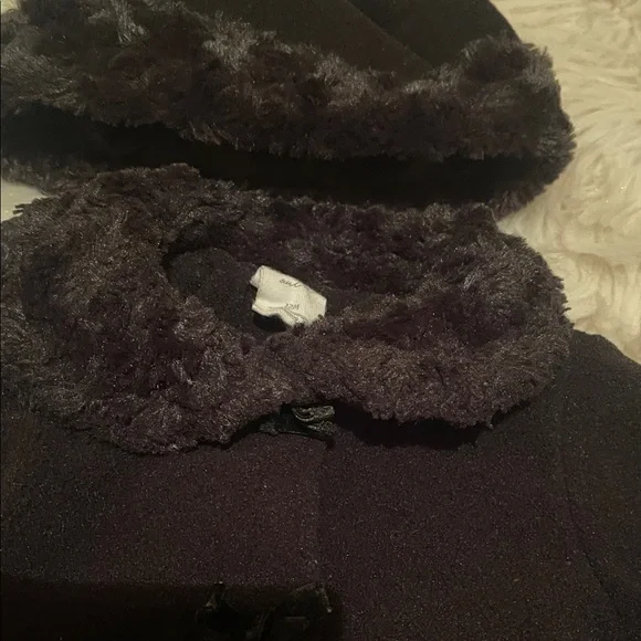 Starting Out Black Kids Coat with Faux Fur Trim - Picture 3 of 3